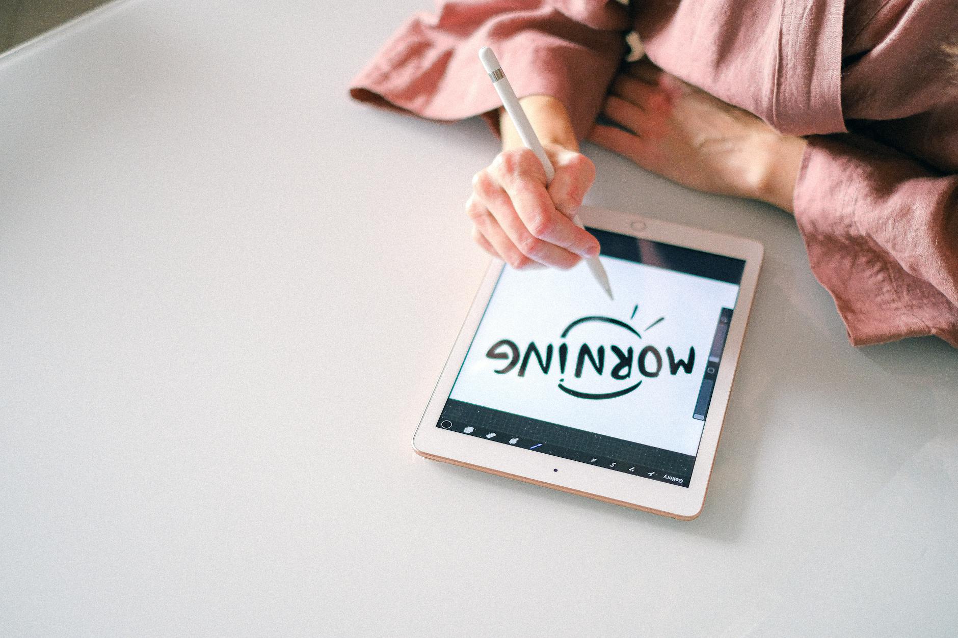 digital note-taking tablet in use